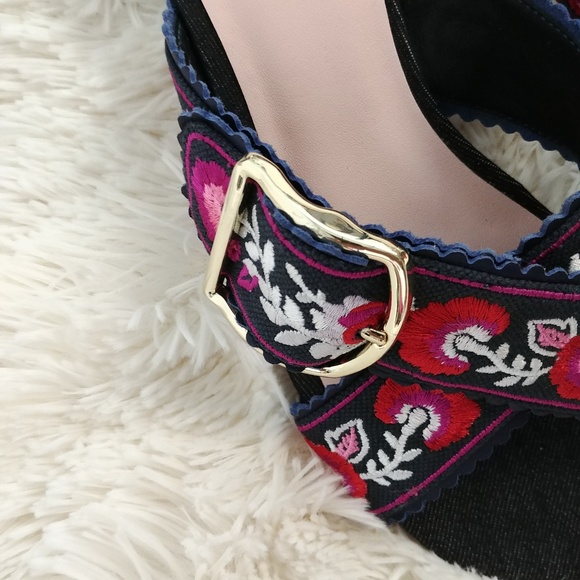 Kate Spade Denim Floral Embroidered Sandals - Picture 2 of 7